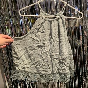 H&M Divided Green Lace Crop Top